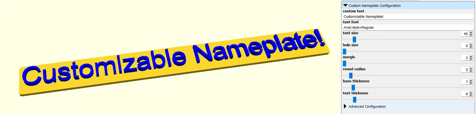 Bảng tên tùy chỉnh bằng OpenScad (Customizable Nameplate) - Image 3