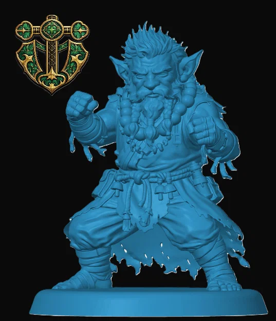 Mô hình 3D Deep Gnome Monk cho game nhập vai D&D - Image 1
