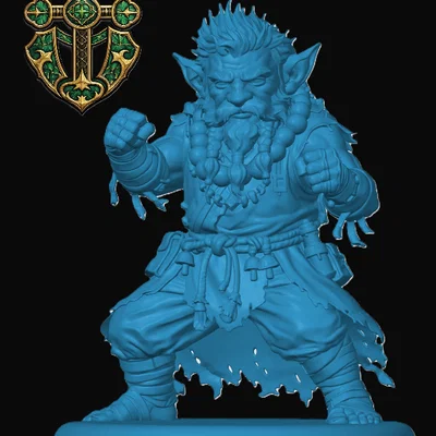 Mô hình 3D Deep Gnome Monk cho game nhập vai D&D