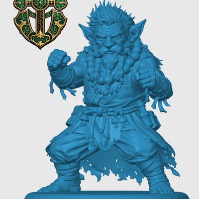 Mô hình 3D Deep Gnome Monk cho game nhập vai D&D