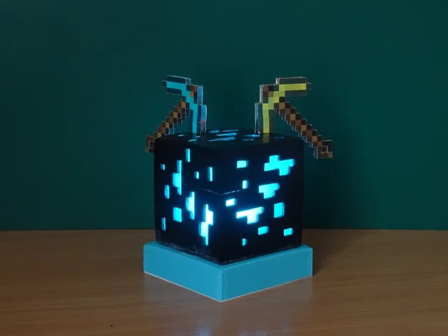 Mẫu đèn ngủ hình khối Diamond Ore phong cách Minecraft (File 3D) - Image 7