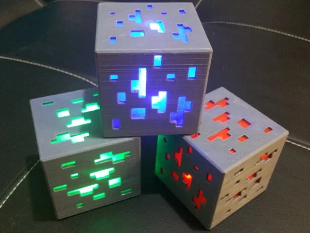 Mẫu đèn ngủ hình khối Diamond Ore phong cách Minecraft (File 3D) - Image 10