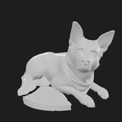 Mô hình 3D chú chó nhỏ nằm nghỉ dễ thương để bàn