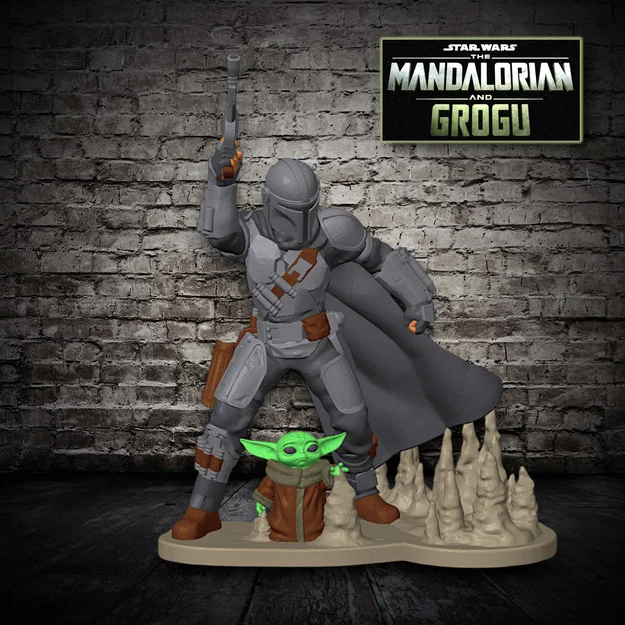 Mô hình 3D Mandalorian và Grogu - Diorama cực đẹp cho fan Star Wars - Image 1