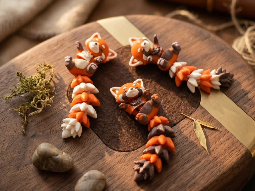 Gấu Trúc Đỏ Flexi Baby Siêu Dễ Thương - Đồ Chơi Khớp Nối, Móc Khóa và Nam Châm - Image 9