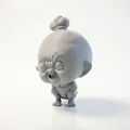 Mô hình 3D Cô bé giận dữ - Angry Face Little Girl Figurine - Thumbnail 1