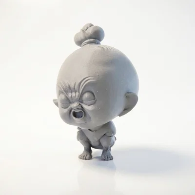 Mô hình 3D Cô bé giận dữ - Angry Face Little Girl Figurine