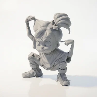 Mô hình 3D nhân vật cô bé cá tính - Angry Little Girl Figurine