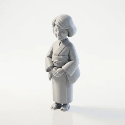 Mô hình 3D người phụ nữ châu Á lớn tuổi