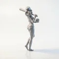 Mô hình Figurine Cô gái cầm gậy bóng chày in 3D - Thumbnail 3
