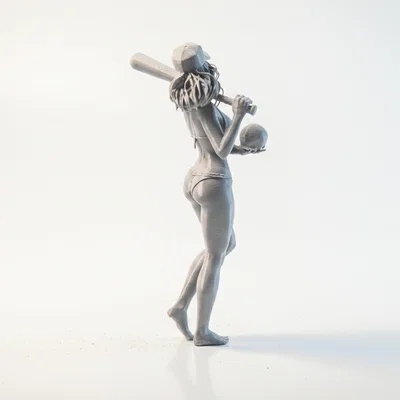 Mô hình Figurine Cô gái cầm gậy bóng chày in 3D