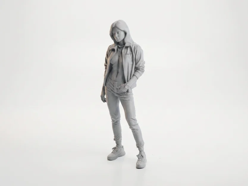 Mô hình 3D nhân vật nữ mặc áo hoodie - Tượng nghệ thuật trang trí - Image 1