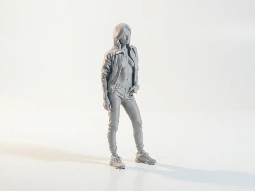 Mô hình 3D nhân vật nữ mặc áo hoodie - Tượng nghệ thuật trang trí - Image 2