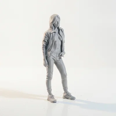 Mô hình 3D nhân vật nữ mặc áo hoodie - Tượng nghệ thuật trang trí