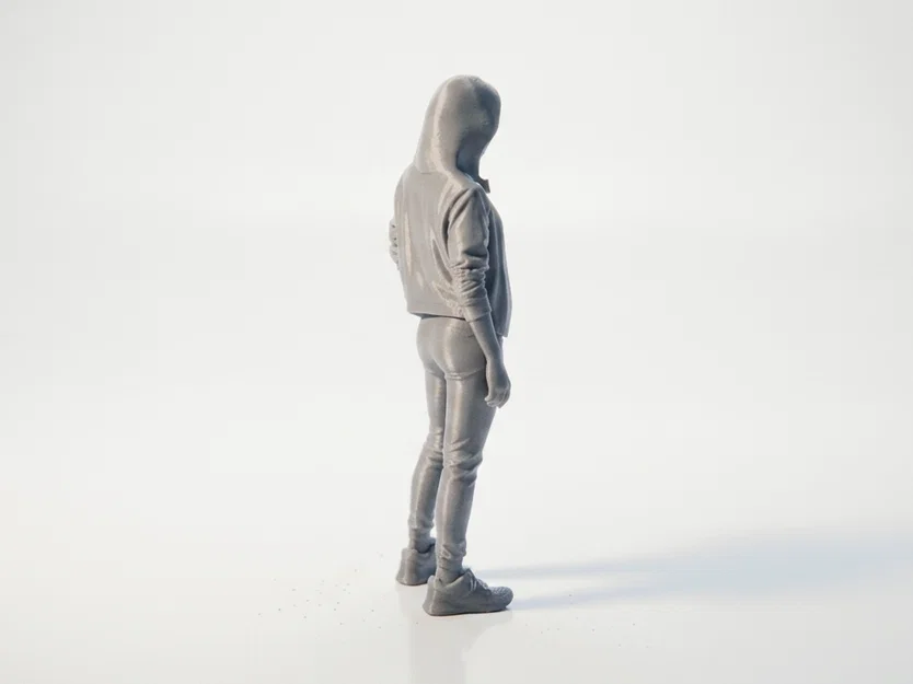 Mô hình 3D nhân vật nữ mặc áo hoodie - Tượng nghệ thuật trang trí - Image 3
