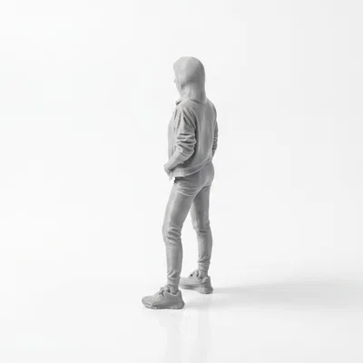 Mô hình 3D nhân vật nữ mặc áo hoodie - Tượng nghệ thuật trang trí