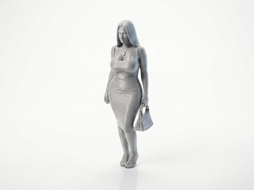 Mô hình 3D nàng tiểu thư váy đẹp cầm túi xách thanh lịch - Image 1