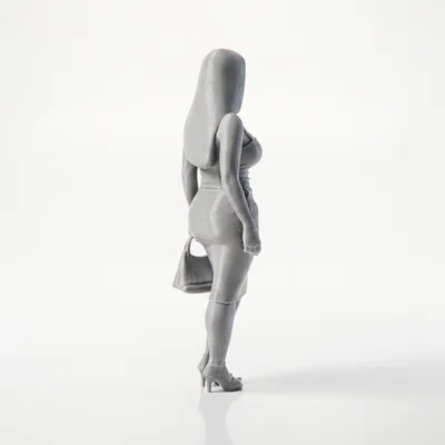 Mô hình 3D nàng tiểu thư váy đẹp cầm túi xách thanh lịch