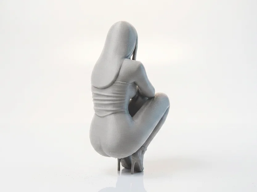 Mô hình 3D cô gái ngồi xổm - Tượng trang trí tinh xảo - Image 3