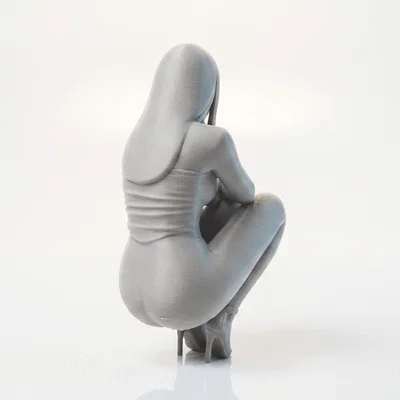 Mô hình 3D cô gái ngồi xổm - Tượng trang trí tinh xảo