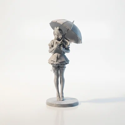 Mô hình 3D Quý Cô Cầm Ô Thanh Lịch