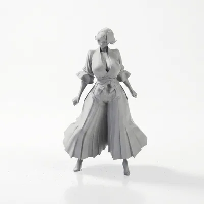 Mô hình nhân vật nữ mặc quần ống rộng 3D