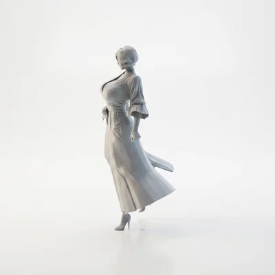 Mô hình nhân vật nữ mặc quần ống rộng 3D