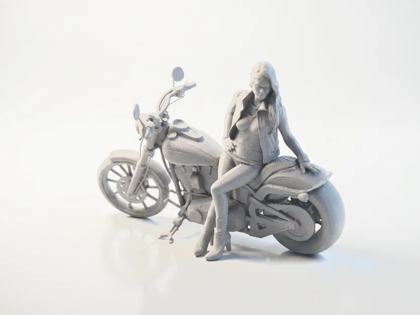 Mô hình Biker Lady lái mô tô - Tượng nhân vật nữ in 3D - Image 1