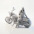 Mô hình Biker Lady lái mô tô - Tượng nhân vật nữ in 3D - Thumbnail 1