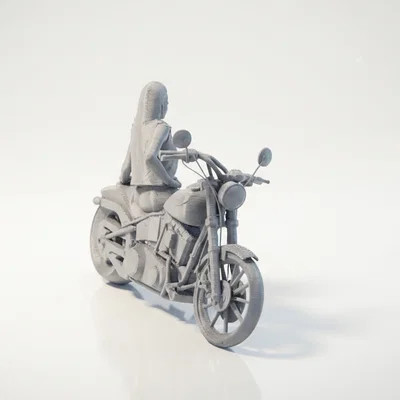 Mô hình Biker Lady lái mô tô - Tượng nhân vật nữ in 3D