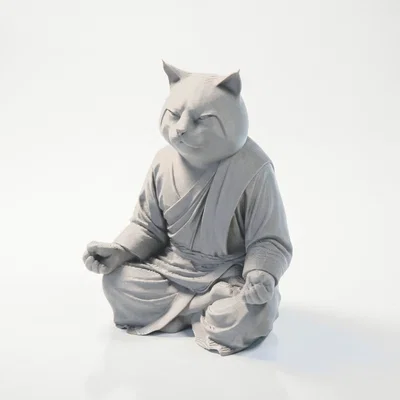 Mô hình tượng mèo Phật thiền định in 3D