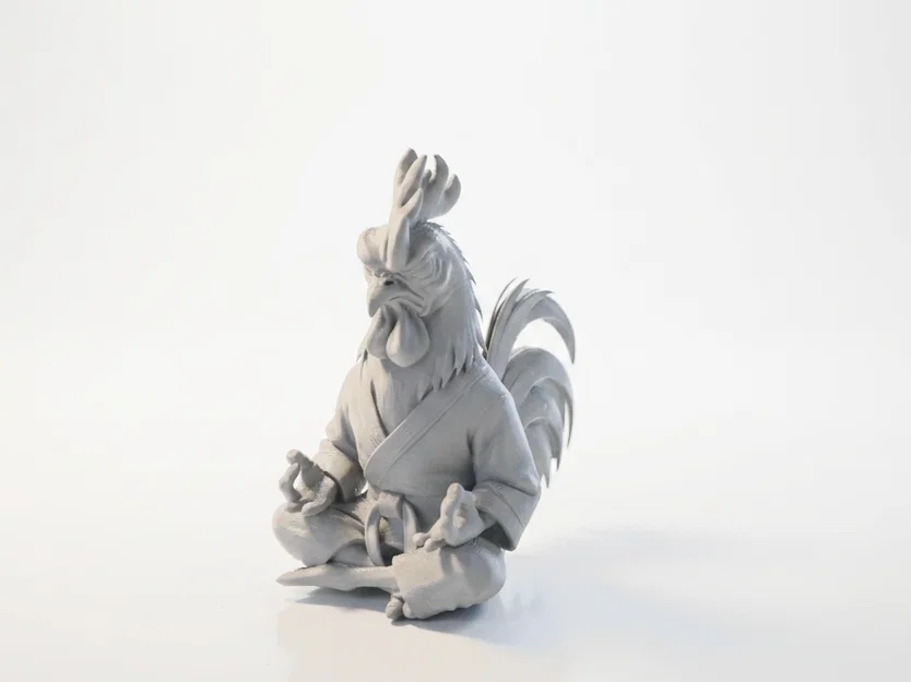 Mô hình tượng chú gà trống ngồi thiền in 3D - Meditating Rooster Figurine - Image 1