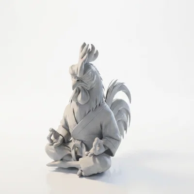 Mô hình tượng chú gà trống ngồi thiền in 3D - Meditating Rooster Figurine