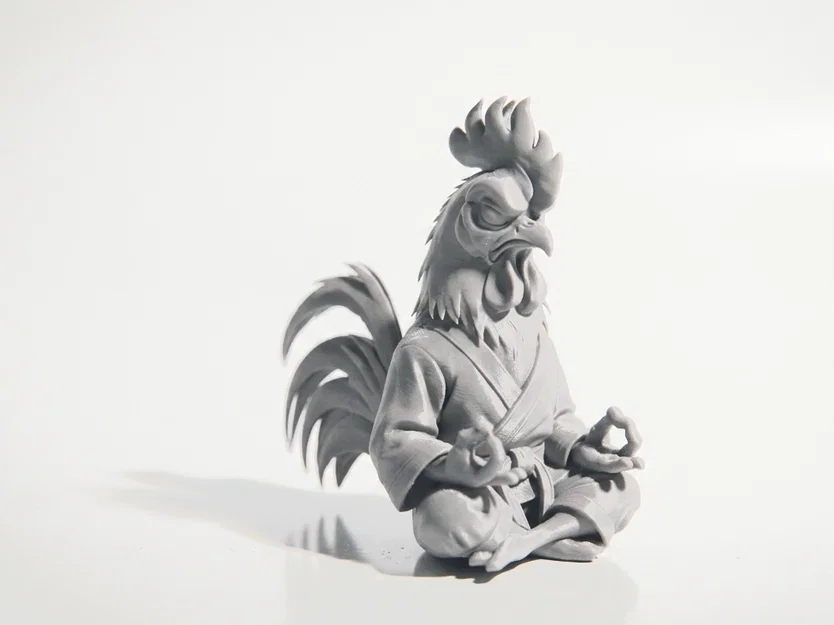 Mô hình tượng chú gà trống ngồi thiền in 3D - Meditating Rooster Figurine - Image 2