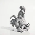 Mô hình tượng chú gà trống ngồi thiền in 3D - Meditating Rooster Figurine - Thumbnail 2