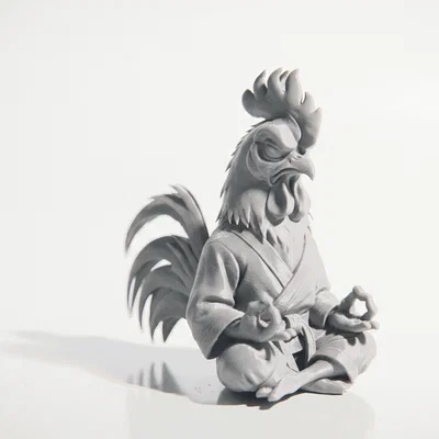 Mô hình tượng chú gà trống ngồi thiền in 3D - Meditating Rooster Figurine