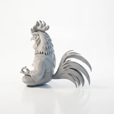 Mô hình tượng chú gà trống ngồi thiền in 3D - Meditating Rooster Figurine