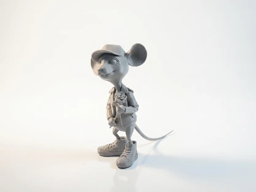 Mô Hình Chú Chuột Cầm Hoa Hồng Đáng Yêu - Đồ Trang Trí In 3D - Image 1