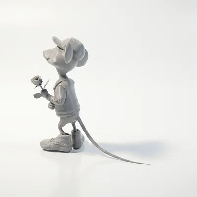 Mô Hình Chú Chuột Cầm Hoa Hồng Đáng Yêu - Đồ Trang Trí In 3D
