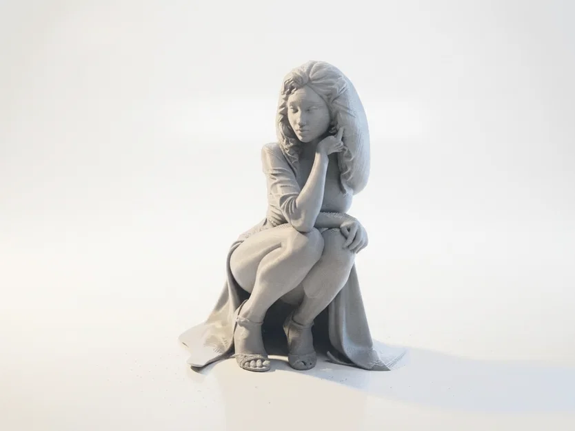 Mô hình người phụ nữ ngồi xổm - File 3D in được - Image 1