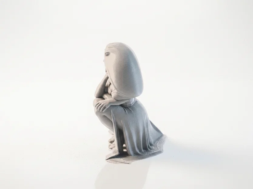 Mô hình người phụ nữ ngồi xổm - File 3D in được - Image 4