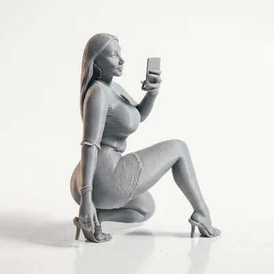 Mô hình tượng cô gái chụp selfie - File in 3D nghệ thuật