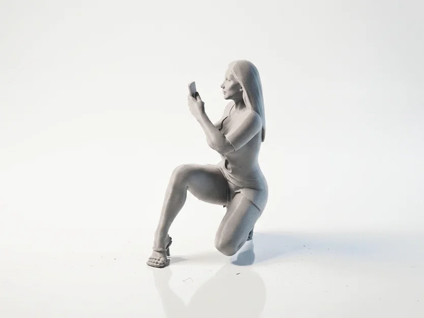 Mô hình tượng cô gái chụp selfie - File in 3D nghệ thuật - Image 4
