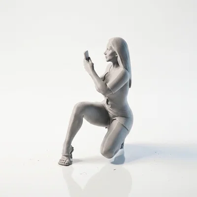 Mô hình tượng cô gái chụp selfie - File in 3D nghệ thuật