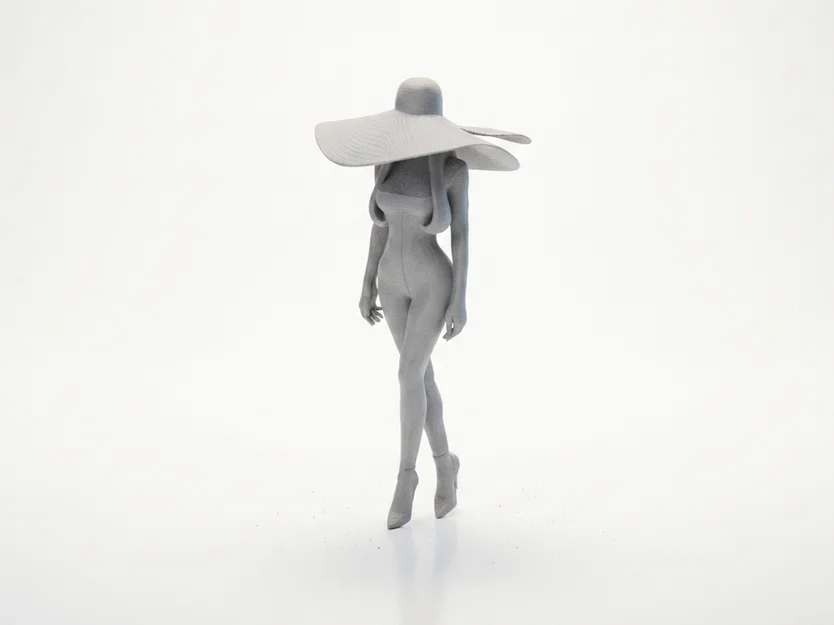 Mô hình tượng cô gái đội mũ rộng vành in 3D - Image 1