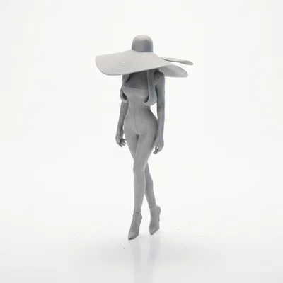 Mô hình tượng cô gái đội mũ rộng vành in 3D