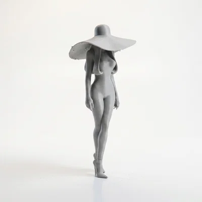 Mô hình tượng cô gái đội mũ rộng vành in 3D
