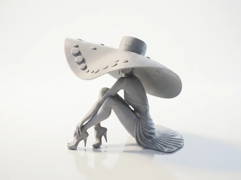 Tượng Nghệ Thuật Cô Gái Đội Mũ Rộng Vành - Mô Hình In 3D Độc Đáo - Image 1