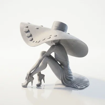 Tượng Nghệ Thuật Cô Gái Đội Mũ Rộng Vành - Mô Hình In 3D Độc Đáo