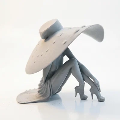Tượng Nghệ Thuật Cô Gái Đội Mũ Rộng Vành - Mô Hình In 3D Độc Đáo